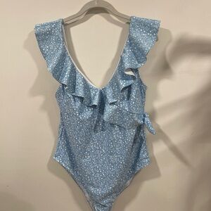 J. Crew Light Blue Floral Swimsuit